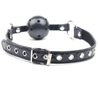 Ball Gag Breathable Embossed Strap Black